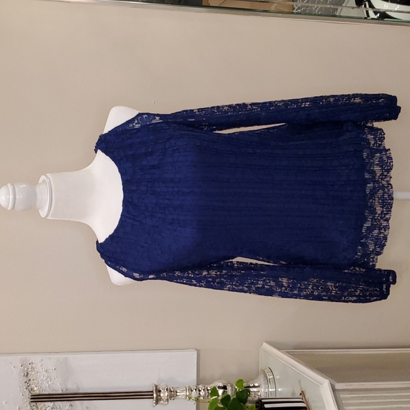 🎉HP🎉 INC International Concepts NWOT Size S Sapphire Blue Lace Top! 💙💘💙 - Picture 1 of 12